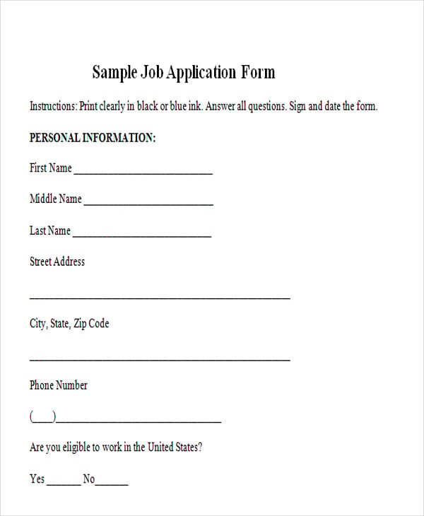 49 Job Application Form Templates Free And Premium Templates 6706