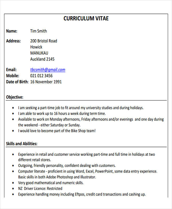 first job resume template