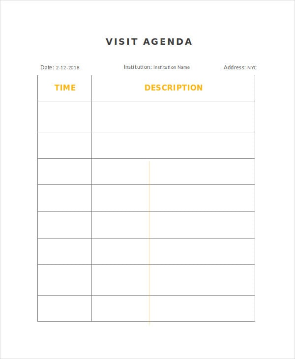visit agenda template