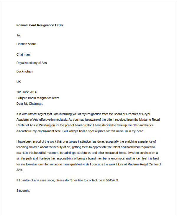 19+ Formal Resignation Letters - Free Sample, Example Format Download