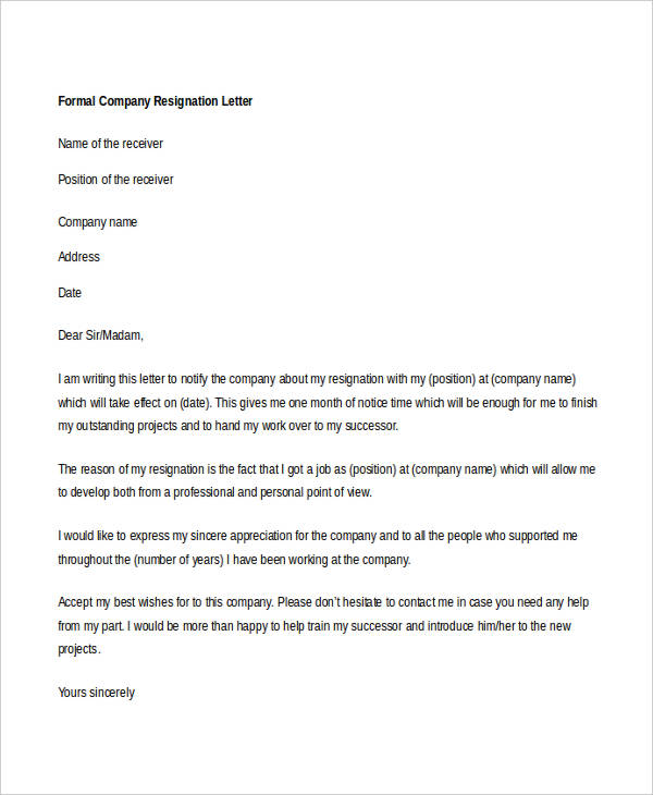 19+ Formal Resignation Letters - Free Sample, Example Format Download