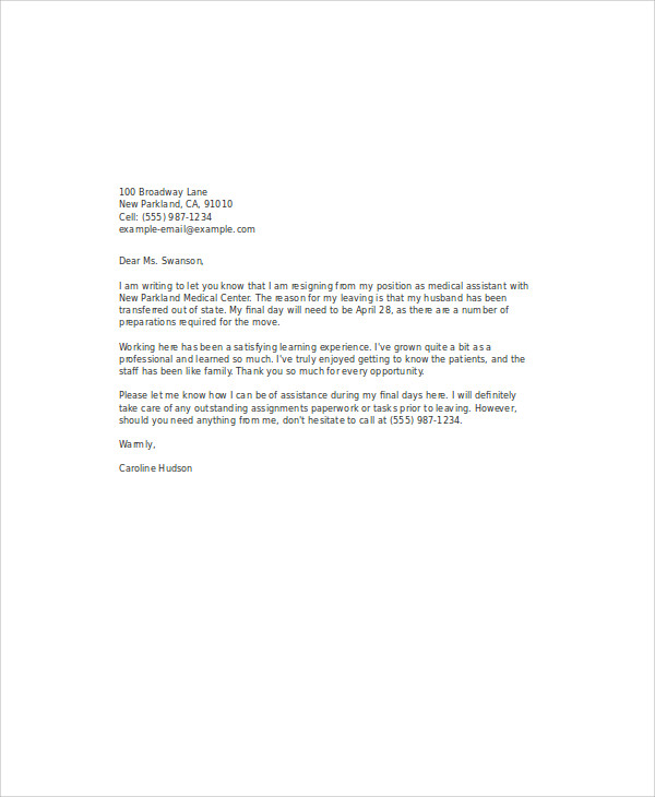 Medical Resignation Letters Template - 11+ Free Word, PDF Format Download