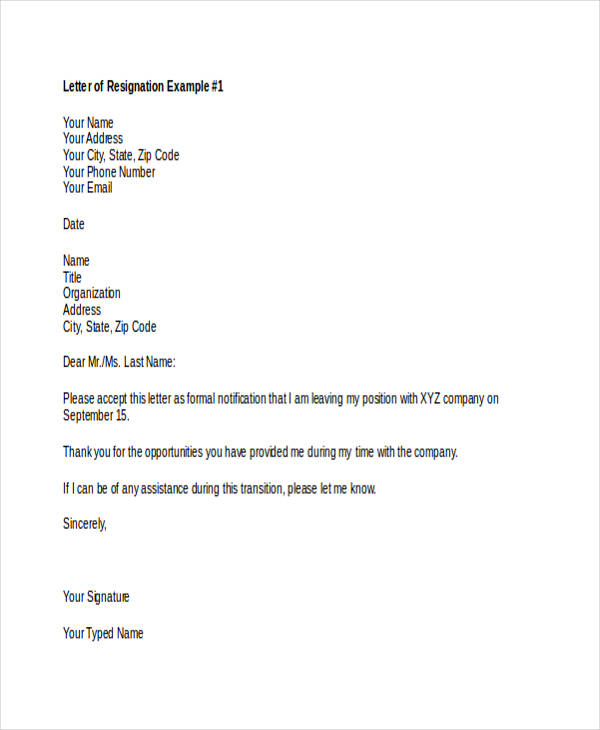 ThankYou Resignation Letter Templates 8+ Free Word, PDF