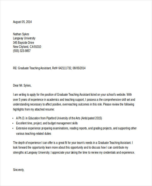 Sample Of Teaching Job Application Letter Images