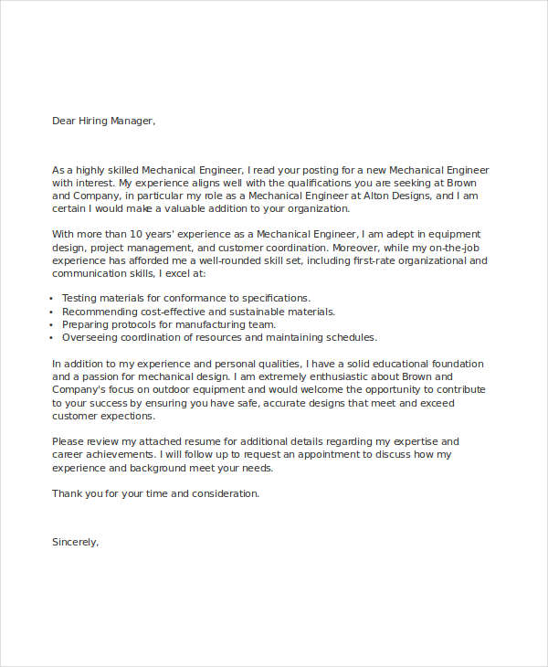 application letter for an engineering manager