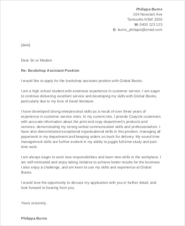 application letter for working student in college