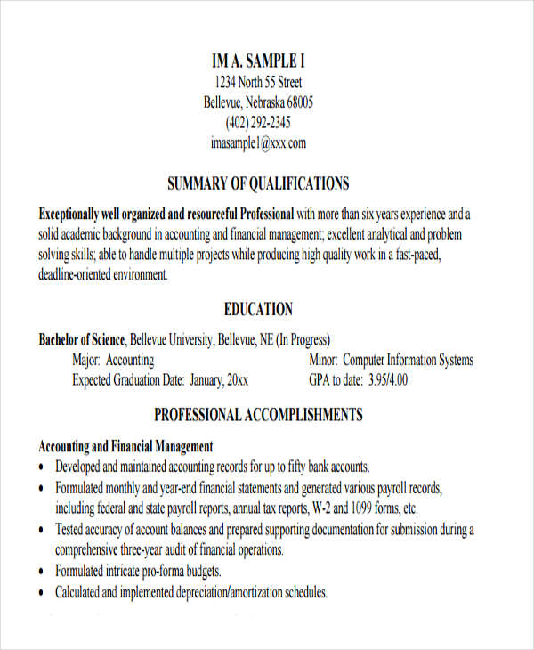 professional business resume format