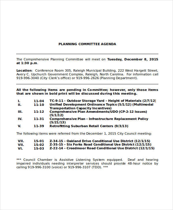 8+ Sample Planning Agenda Free Sample, Example Format Download