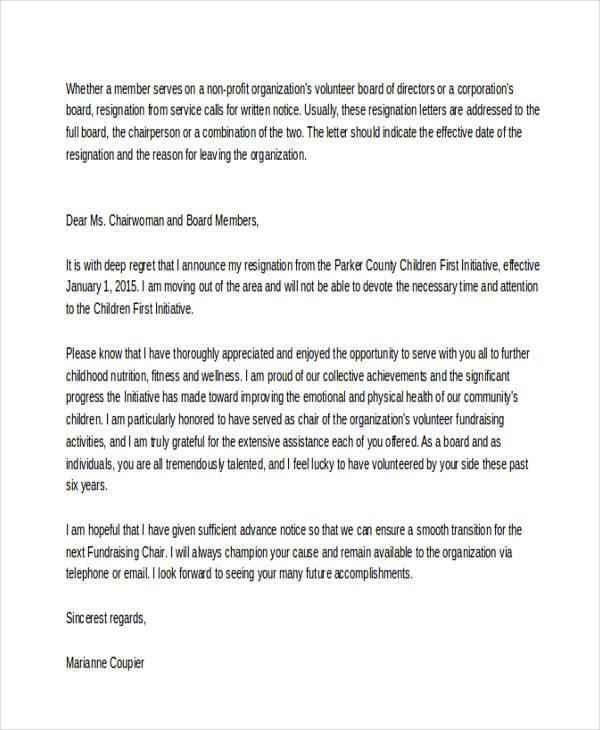 11+ Board Resignation Letters Sample, Example Format Download