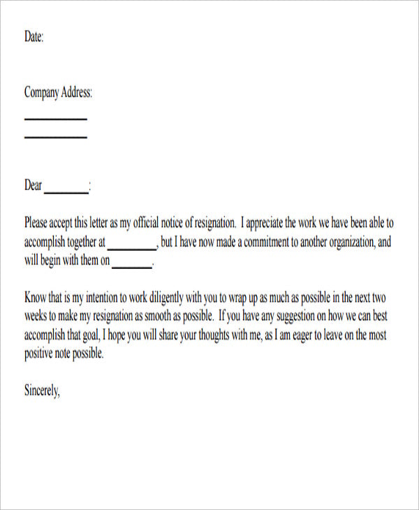 Sample Corporate Resignation Letters - 10+ Free Sample, Example, Format ...