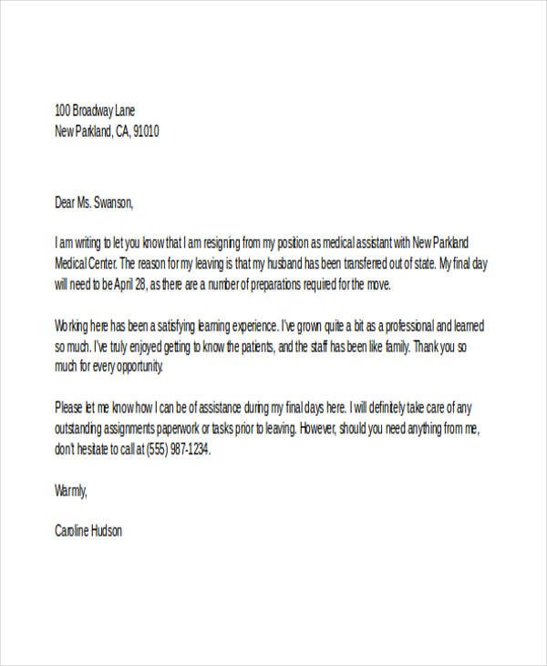 12+ Sample Medical Resignation Letters - Free Sample, Example Format