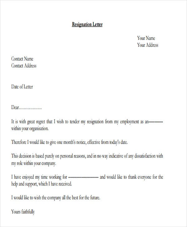 Corporate Resignation Letter Templates 9+ Free Word, PDF