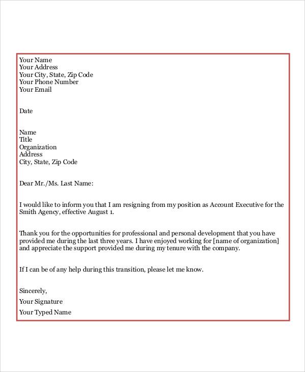 6+ Sample Thank-You Resignation Letters - Free Sample, Example Format ...