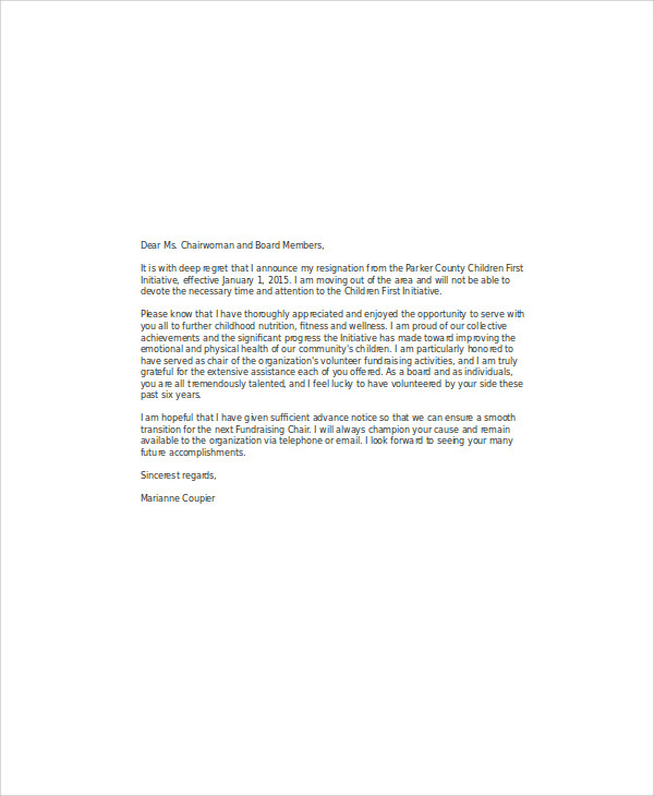 10 Volunteer Resignation Letters Free Sample Example Format Download Free And Premium Templates 6162