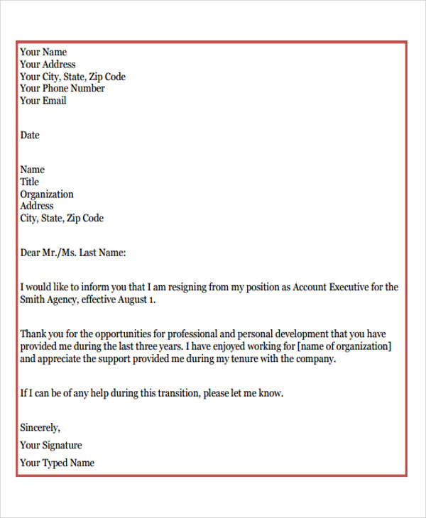 14+ Basic Resignation Letters - Free Sample, Example Format Download