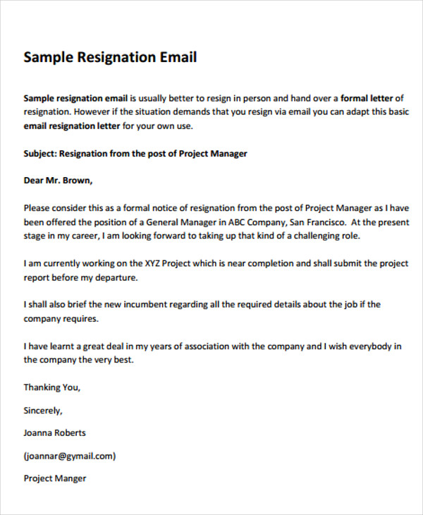 14+ Basic Resignation Letters - Free Sample, Example Format Download