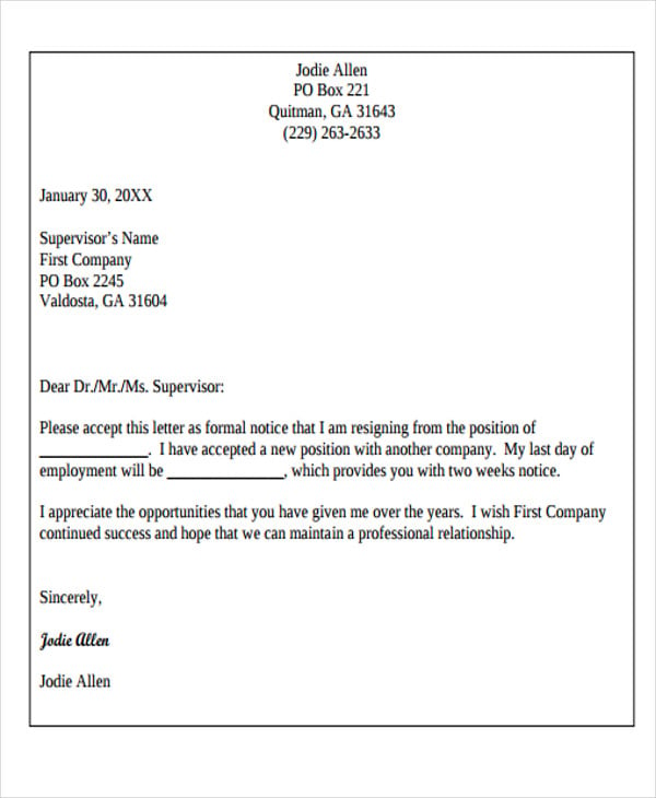 14+ Basic Resignation Letters - Free Sample, Example Format Download