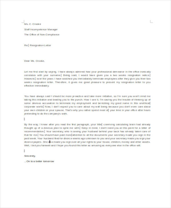 Resignation Letter Bad Boss For Your Needs Letter Template Collection