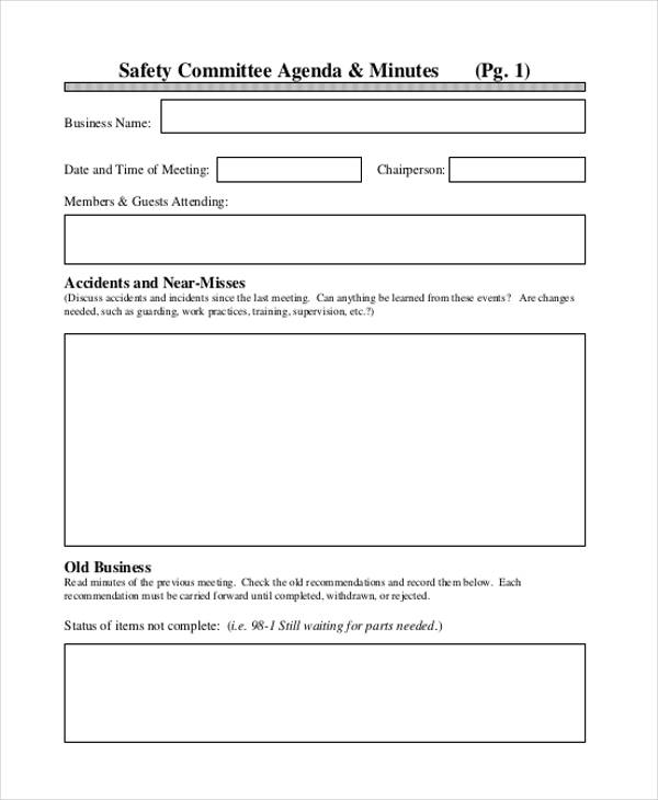 Safety Agenda Templates 10  Free Sample Example Format Download