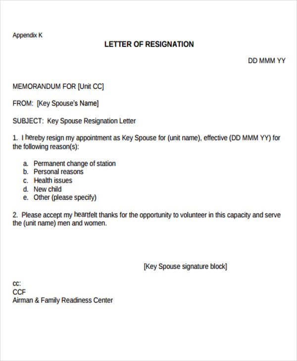 Heartfelt Resignation Letters 9 Free Sample Example Format Download 