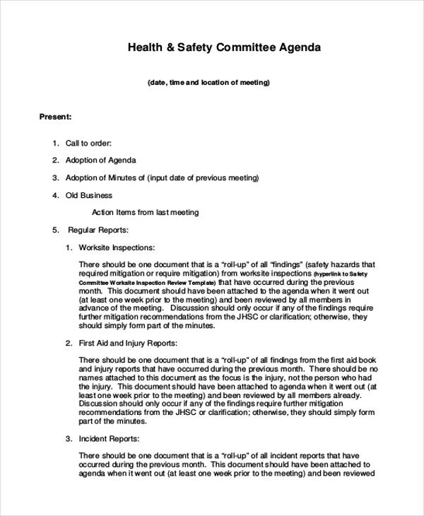 Safety Agenda Templates 10+ Free Sample, Example, Format Download