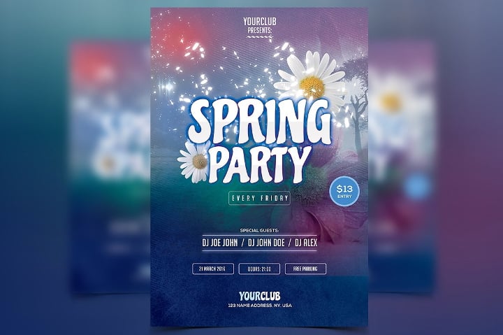 spring party psd flyer