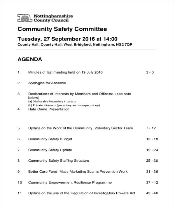 Safety Agenda Templates 10+ Free Sample, Example, Format Download