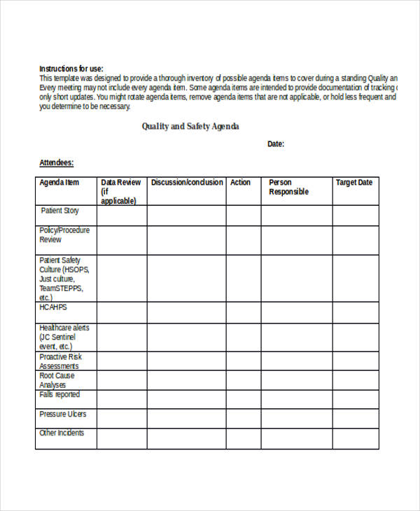 Safety Agenda Templates - 10+ Free Sample, Example, Format Download