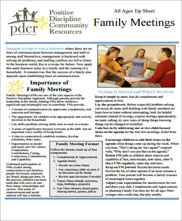 family meeting agenda template