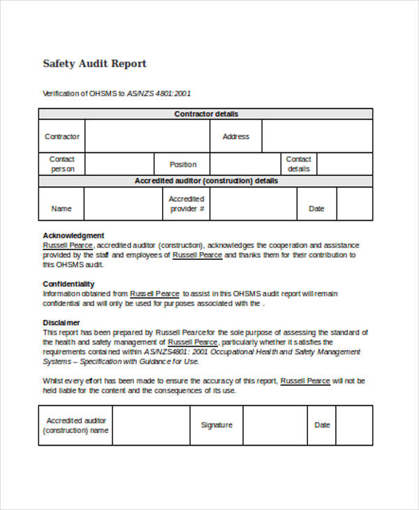 safety audit report