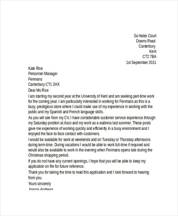 14+ Work Application Letters Template - Free Word, PDF Format Download