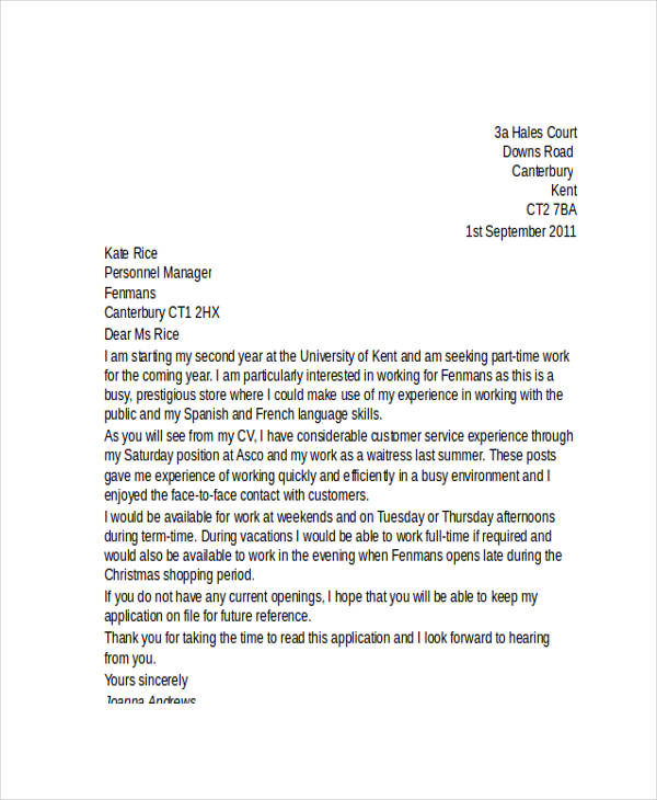 write an application letter to work in a filling station