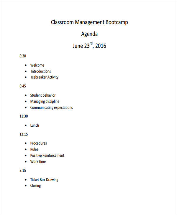 School Meeting Agenda Template