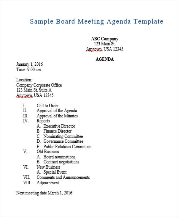 Agenda Outline Templates - 10+ Free Word, PDF Format Download