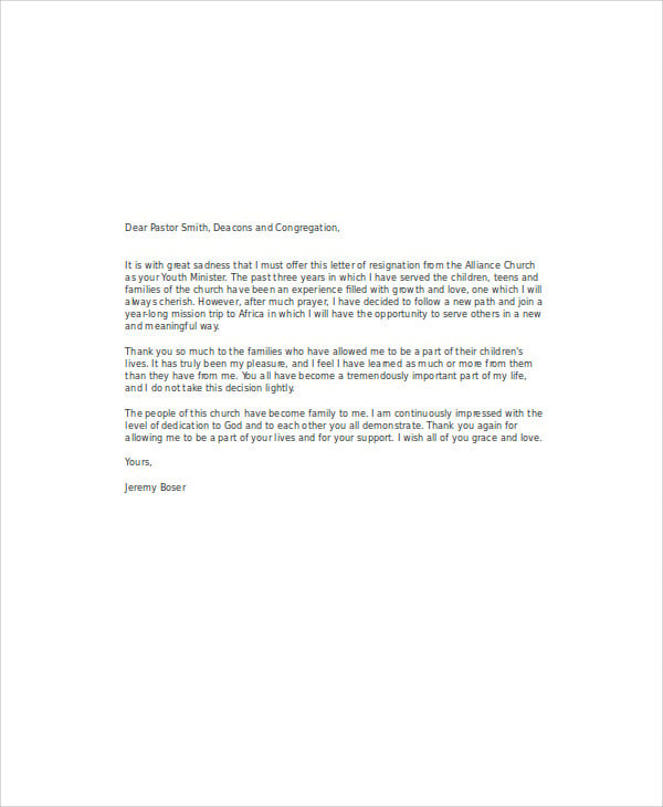 15 Church Resignation Letter Template Free Sample Example Format Download 3898