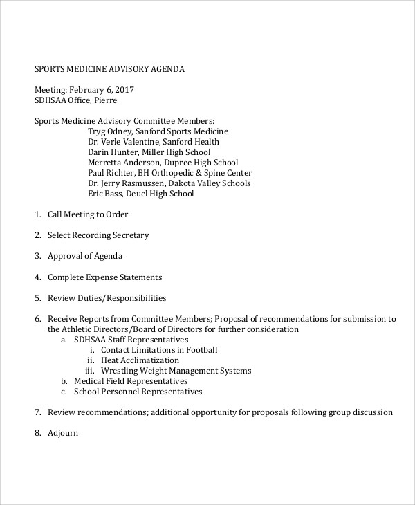 10+ Sample Advisory Agenda Free Sample, Example Format Download