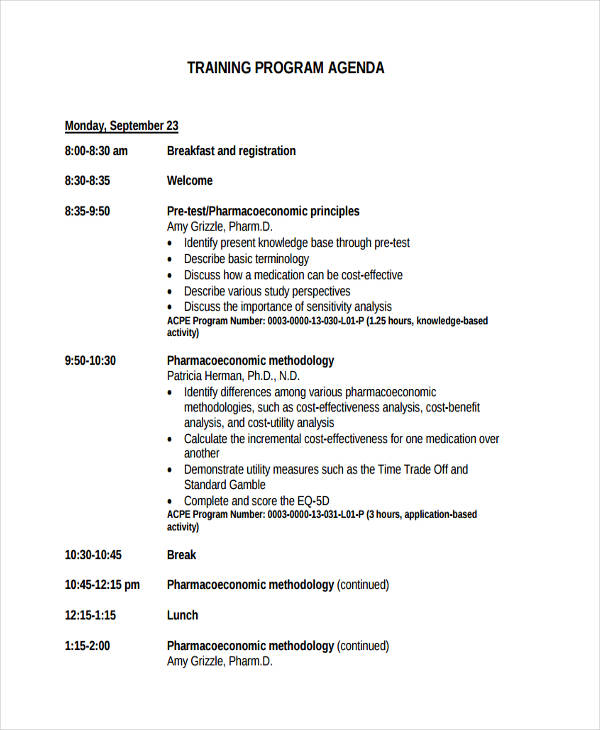 Sample Program Agenda Templates - 11+ Free Sample, Example Format Download