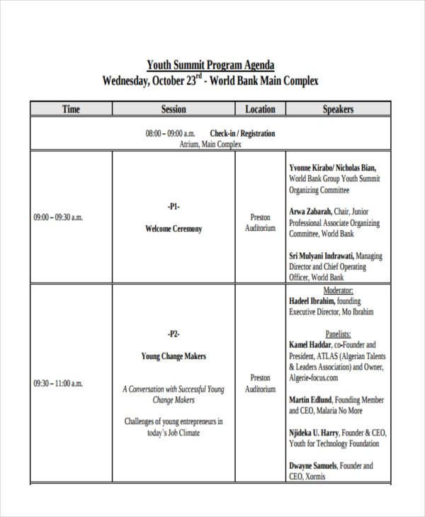 Sample Program Agenda Templates - 11+ Free Sample, Example Format Download