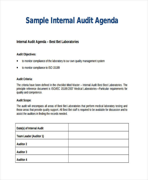 Audit Agenda Templates - 9+ Free Word, PDF Format Downlaod