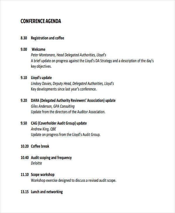 audit conference agenda