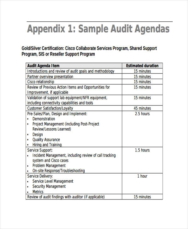 Audit Agenda Templates 9  Free Word PDF Format Downlaod