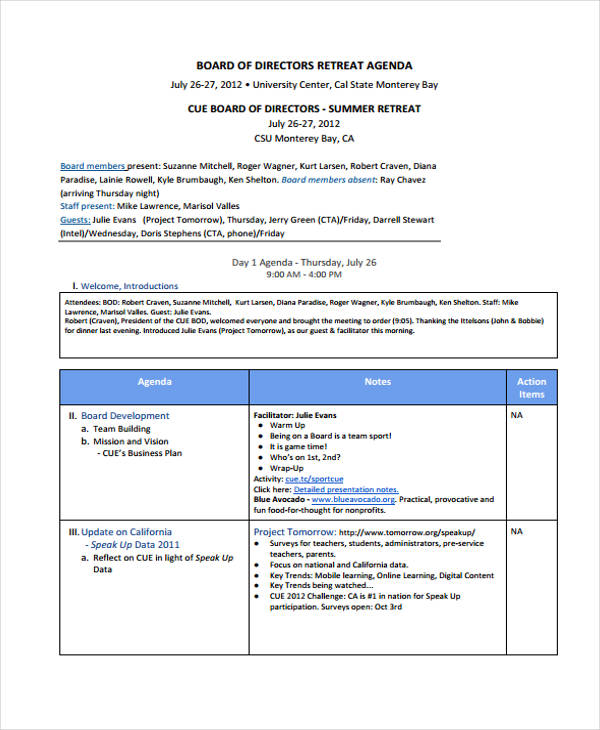 10+ Retreat Agenda Templates   Free Word, PDF Format Download