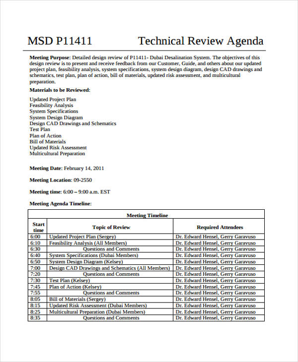 design review agenda