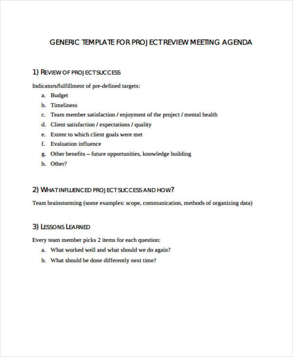 project review agenda