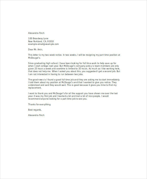 8+ Work Resignation Letter Template Free Sample, Example