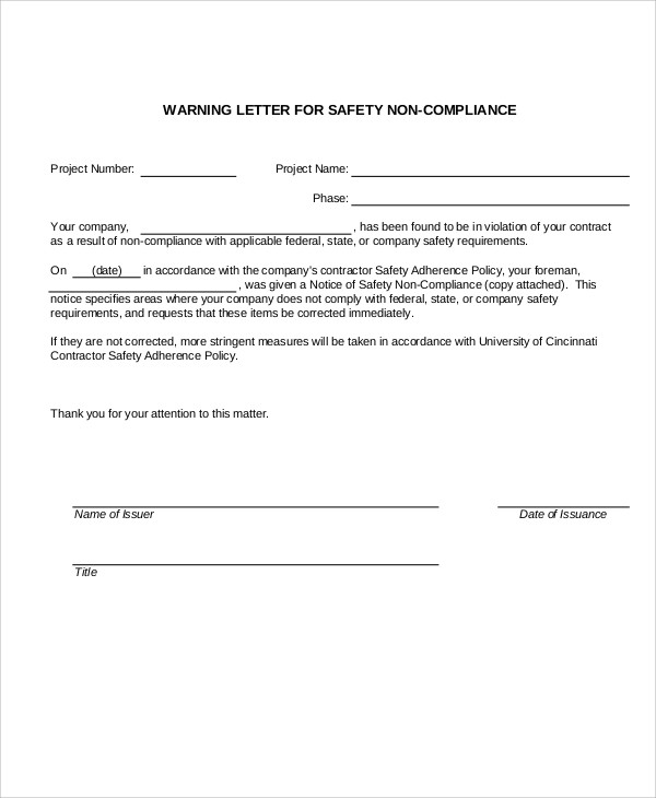 17+ Sample Safety Warning Letter Templates PDF, DOC, Apple Pages