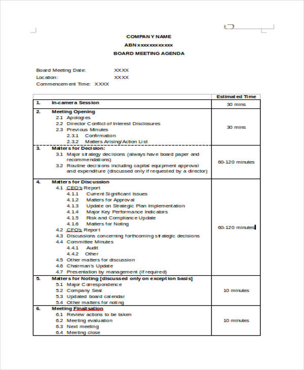 What Is Agenda And Minutes Of Meeting