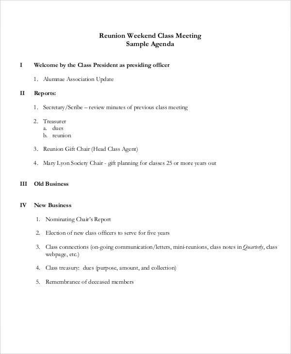 8+ Reunion Agenda Templates - Free Sample, Example Format Download