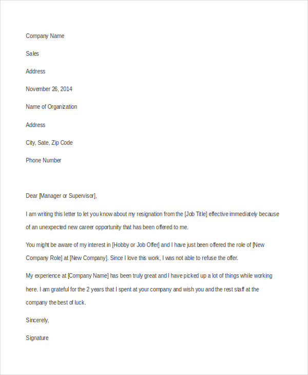 12 New Job Resignation Letters Pdf Doc Free And Premium Templates