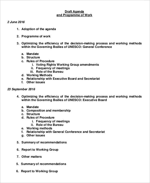 Draft Agenda Template Master Template Draft Agenda Template Master Template